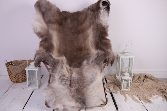 Reindeer Hide | Reindeer Rug | Reindeer Skin | Throw XXL EXTRA LARGE - Scandinavian Style Christmas Decor Brown White Hide #Lre4