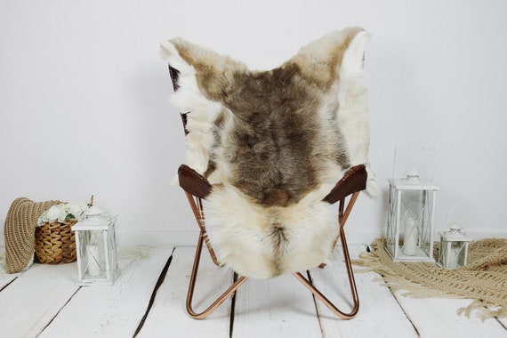 Reindeer Hide | Reindeer Rug | Reindeer Skin | Throw XXL EXTRA LARGE - Scandinavian Style Christmas Decor Brown White Hide #Kre7