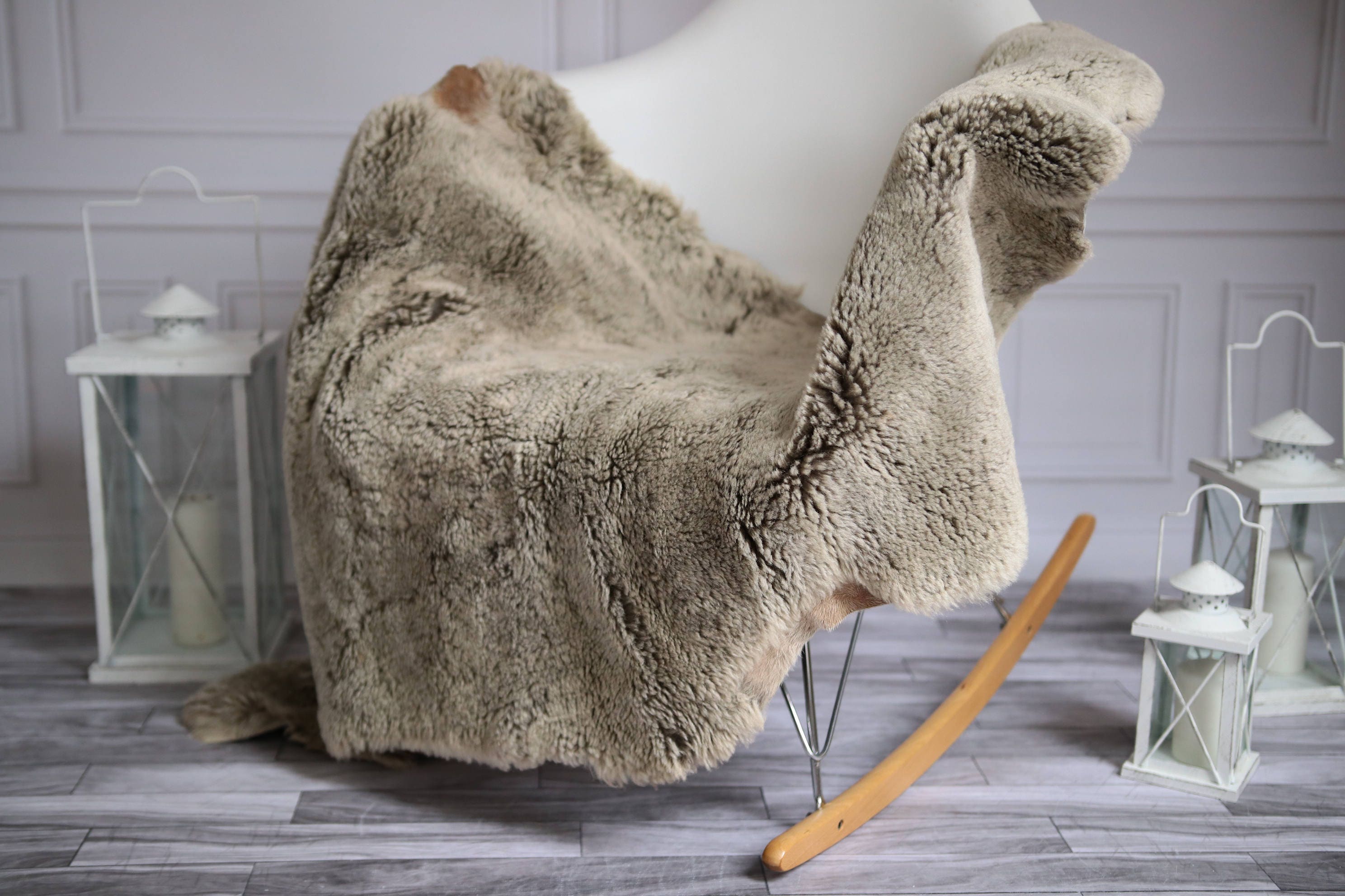 ON SALE Real Sheepskin Rug Scandinavian Sheepskin Rug Beige Sheepskin MAJEZ24