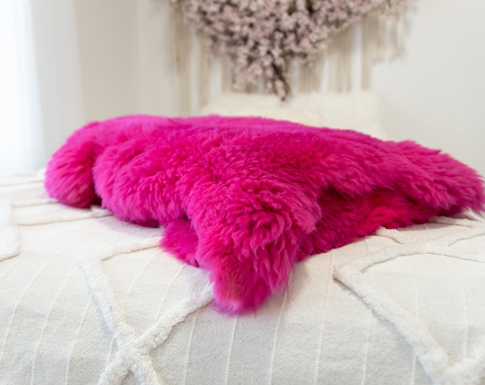 Genuine Natural Amarant Pink Sheepskin Rug Sheepskin Throw Scandinavian Style | Scandinavian Rug | Sheep Skin -  WHOLESALE PACK 10 PIECES