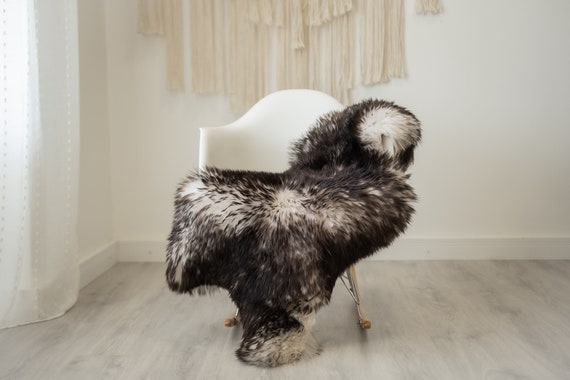 Real Sheepskin Rug Shaggy Rug Chair Cover Scandinavian Home Sheepskin Throw Sheep Skin Black Tips Sheepskin Home Decor Rugs #herdwik334