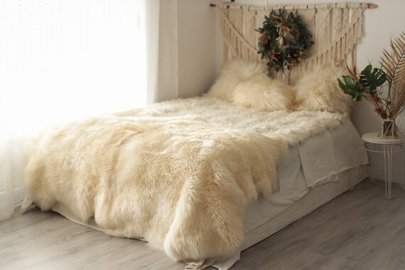 Quattro Sheepskin Rug | Large Sheepskin | Creamy White Sheepskin | Sheepskin Throw | Merino Sheepskin Rug | #pol