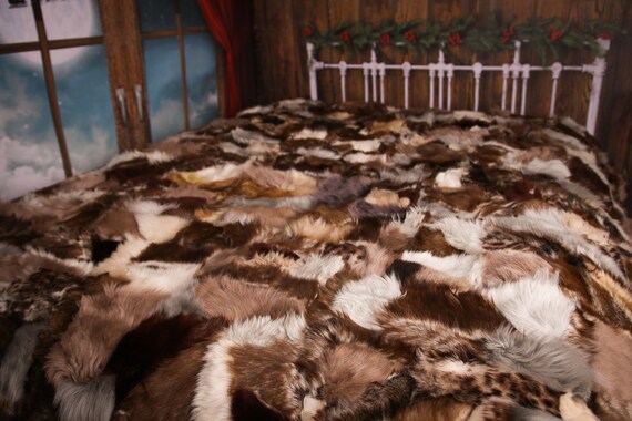 Luxurious Toscana Sheepskin Real Fur Bed Spread Throw Real Fur Blanket Sheepskin throw Sofa Cover Luxury Blanket Comforter Brown #FU26