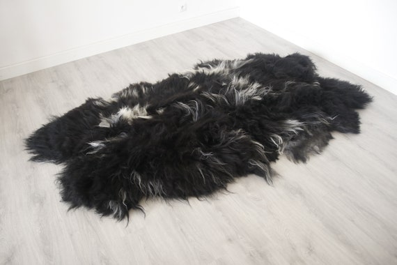 Real Icelandic Black Sheepskin Throw Scandinavian Decor Sofa Sheepskin throw Chair Cover Natural Sheep Skin Rugs Blanket Fur Rugs #Islszyt7