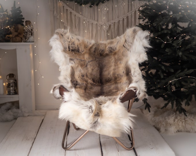 Reindeer Hide | Reindeer Rug | Reindeer Skin | Throw XXL EXTRA LARGE - Scandinavian Style Christmas Decor Brown White Hide #Reeinder100