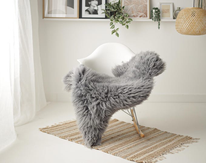 Real Sheepskin Rug Shaggy Rug Chair Cover Scandinavian Home Sheepskin Throw Sheep Skin Gray Sheepskin Home Decor Rugs #Mher116