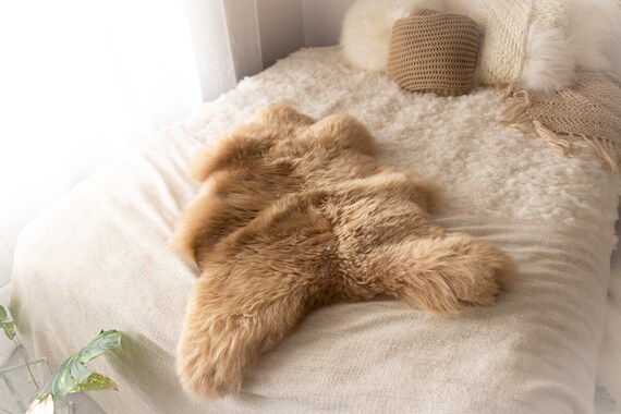 Sheepskin Rug | Real Sheepskin Rug | Shaggy Rug | Chair Cover | Sheepskin Throw | Beige Sheepskin | Sandy Sheepskin | #MIESZ16