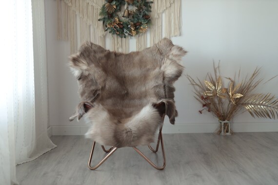 Reindeer Hide | Reindeer Rug | Reindeer Skin | Throw XXL EXTRA LARGE - Scandinavian Style Christmas Decor Brown White Hide #Wre5