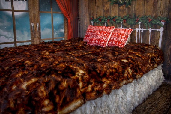 Luxurious Toscana Sheepskin Real Fur Bed Spread Throw Real Fur Blanket Sheepskin throw Sofa Cover Luxury Blanket Comforter Rustic
