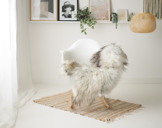 Real Icelandic Sheepskin Rug Scandinavian Home Decor Sofa Sheepskin throw Chair Cover Natural Sheep Skin Rugs Gray Ivory #IS225