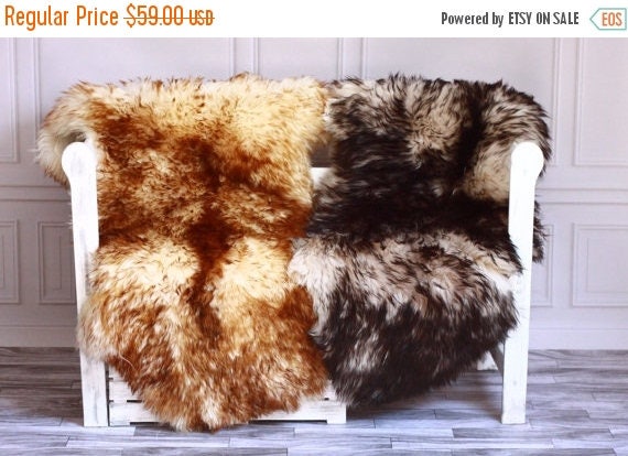 ON SALE Beautiful Black, Brown Tips Sheepskin Rug, Sheepskin Throw, Cosy XXL Extra Large <3