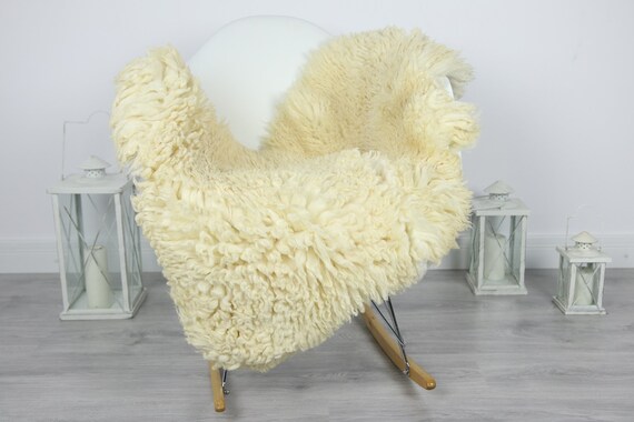 Genuine Rare Tuscan Lamb Sheepskin Rug - Curly Fur Rug - Natural Sheepskin - Ivory Sheepskin | #CURLY19