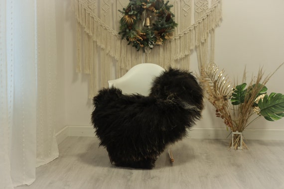 Real Icelandic Sheepskin Rug Scandinavian Decor Sofa Sheepskin throw Chair Cover Natural Sheep Skin Rugs Brown Black #Iceland88