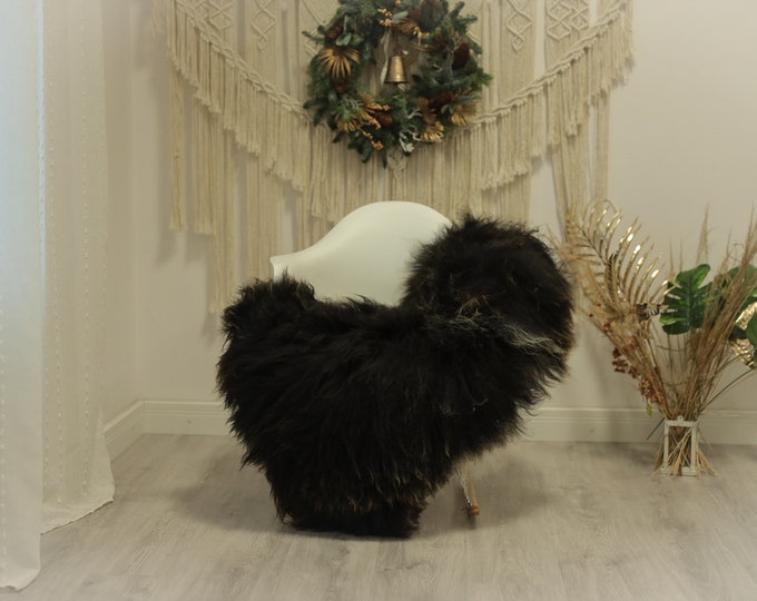 Real Icelandic Sheepskin Rug Scandinavian Decor Sofa Sheepskin throw Chair Cover Natural Sheep Skin Rugs Brown Black #Iceland88