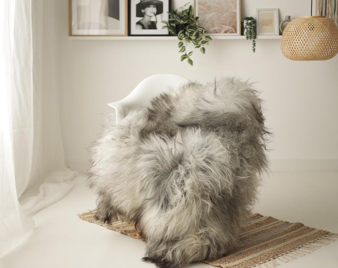Real Icelandic Sheepskin Rug Scandinavian Decor Sofa Sheepskin throw Chair Cover Natural Sheep Skin Rugs Gray Black #IS268