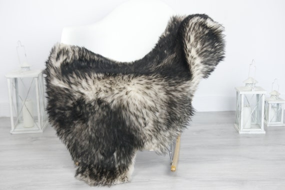 Real Sheepskin Rug Shaggy Rug Chair Cover Sheepskin Throw Sheep Skin Black White Sheepskin Home Decor Rugs #7her44