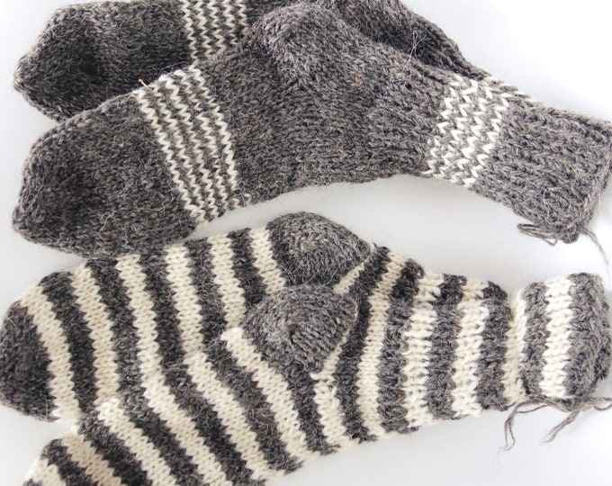 Woolen real hand knitted socks very warm 100% pure natural sheep wool - 3 PACK 3 PAIRS