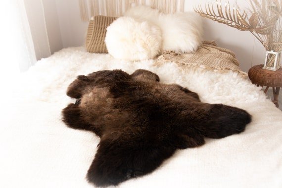 Real Sheepskin Rug Shaggy Rug Chair Cover Sheepskin Throw Sheep Skin Brown Sheepskin Home Decor Rugs #KWAHER3