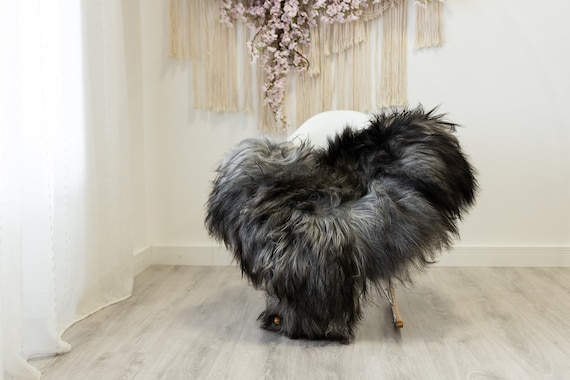 Real Icelandic Sheepskin Rug Scandinavian Home Decor Sofa Sheepskin throw Chair Cover Natural Sheep Skin Rugs Black Gray #Iceland334