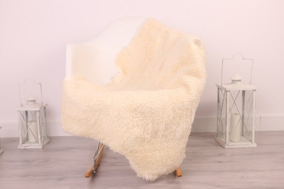 Real Sheepskin Rug Genuine Rare Gotland Sheepskin Rus - Curly Fur Rug Scandinavian Sheepvskin - Beige Sheepskin #4Margot20