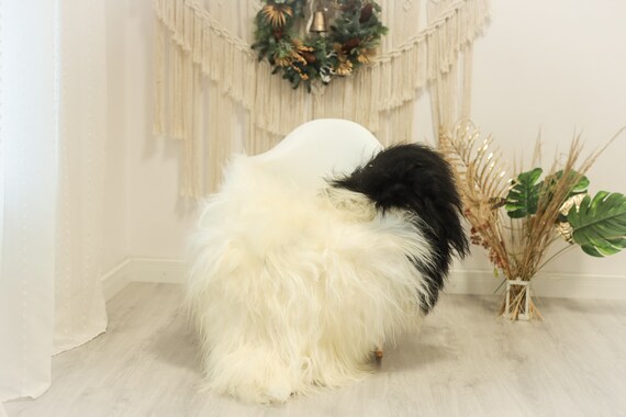 Real Icelandic Sheepskin Rug Scandinavian Decor Sofa Sheepskin throw Chair Cover Natural Sheep Skin Rugs Ivory Black #Iceland76