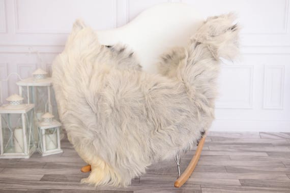 Organic Sheepskin Rug, Real Sheepskin Rug, Gute Sheepskin, Gray Ivory Sheepskin Rug #GUTEFEB8