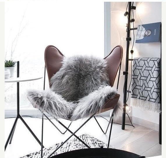 Real Icelandic Sheepskin Rug Creamy White Long Fur