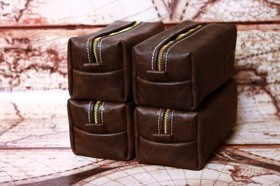 HANDMADE Men's Leather Toiletry Case Dopp Kit Shaving Bag OOAK Groomsmen Present Groomsman Gift Wedding Groom FREE Shipping worldwide