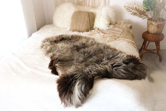 Real Sheepskin Rug Shaggy Rug Chair Cover Sheepskin Throw Sheep Skin Brown Gray Sheepskin Home Decor Rugs #OCTHER66