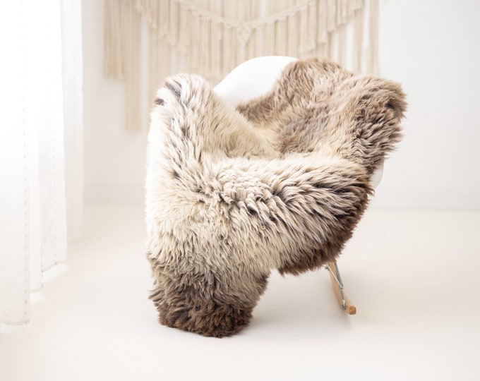 Real Sheepskin Rug Shaggy Rug Chair Cover Scandinavian Home Sheepskin Throw Sheep Skin Sheepskin Brown Ivory Rug #herdwik838