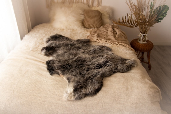 Real Sheepskin Rug Shaggy Rug Chair Cover Sheepskin Throw Sheep Skin Gray Sheepskin Home Decor Rugs Sheep skin Grey #Nugut6