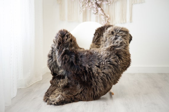 Real Sheepskin Rug Shaggy Rug Chair Cover Scandinavian Home Sheepskin Throw Sheep Skin Brown Sheepskin Home Decor Rugs #herdwik267