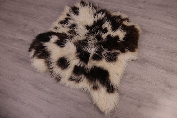 Double Sheepskin Rug Long rug Sheepskin Throw Chair Cover Runner Rug Carpet Brown White Sheepskin Sheep Skin Rug | ŚRSZ1
