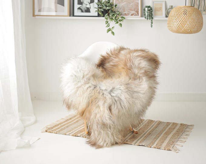 Real Icelandic Sheepskin Rug Scandinavian Decor Sofa Sheepskin throw Chair Cover Natural Sheep Skin Rugs Gray Brown #Iceland1704