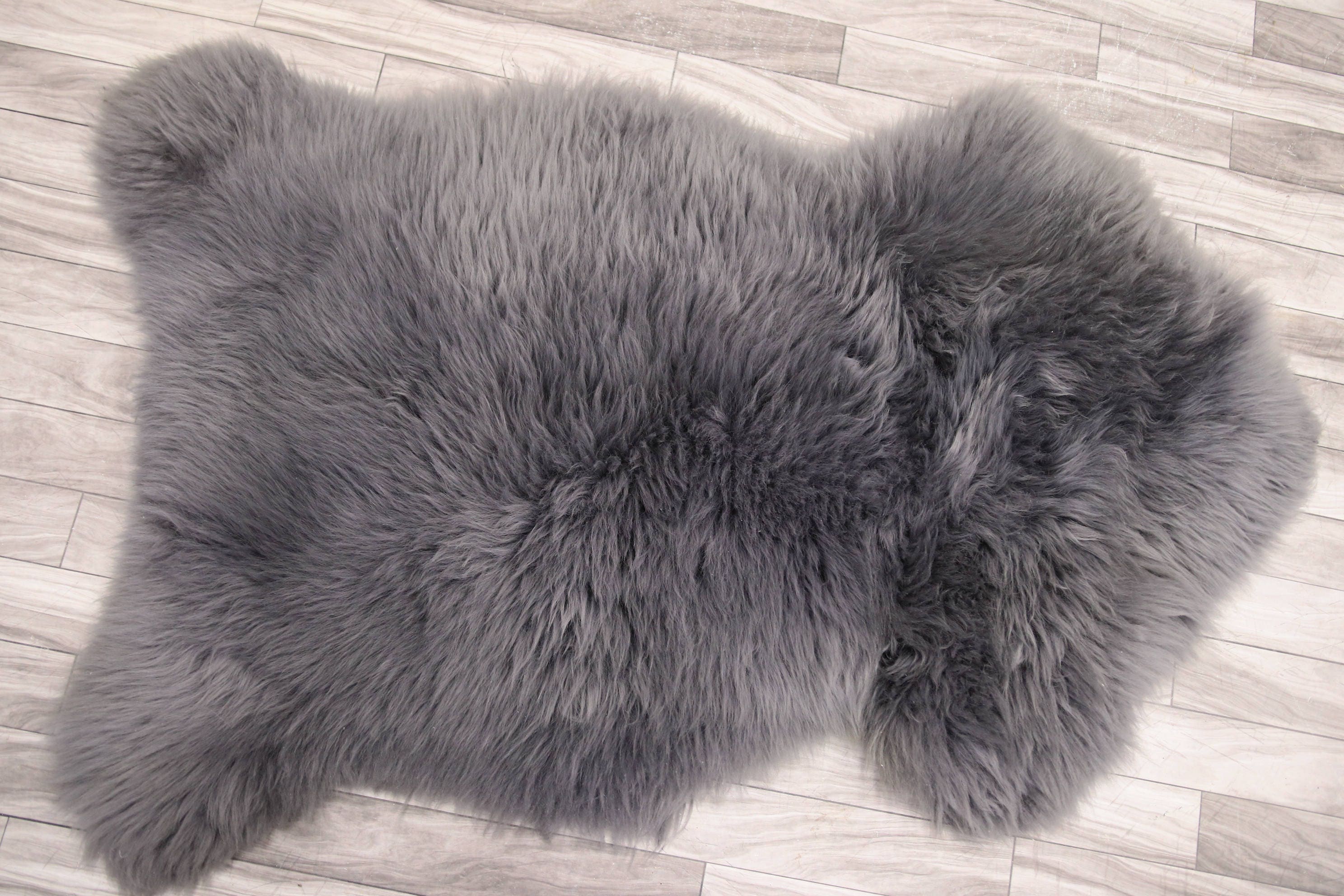 Genuine Natural Gray Sheepskin Rug Sheepskin throw Chair Cover