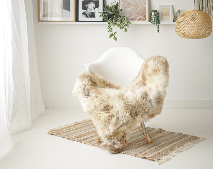 Real Sheepskin Rug Shaggy Rug Chair Cover Scandinavian Home Sheepskin Throw Sheep Skin Ivory Brown Sheepskin Home Decor Rugs #Mher136