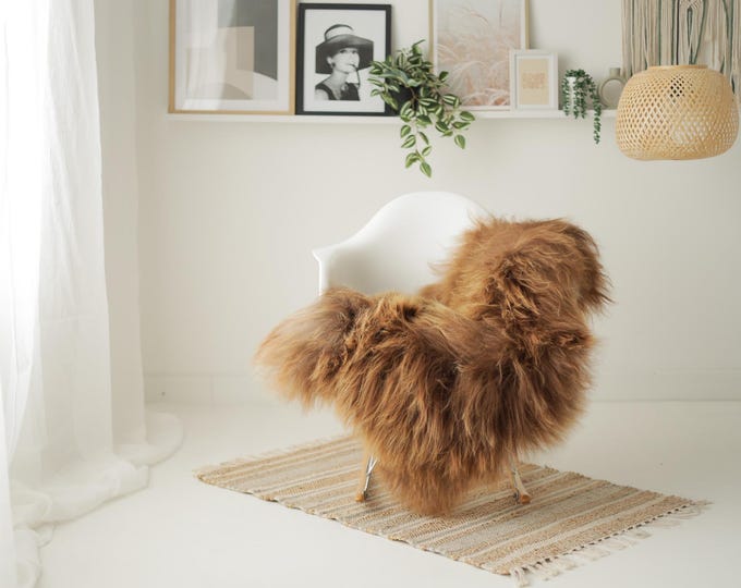 Real Icelandic Sheepskin Rug Scandinavian Decor Sofa Sheepskin throw Chair Cover Natural Sheep Skin Rugs Brown #Iceland1683