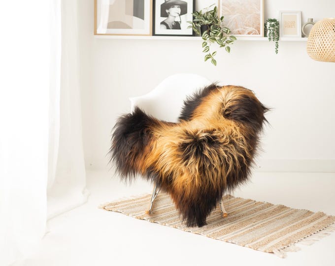 Real Icelandic Sheepskin Rug Scandinavian Decor Sofa Sheepskin throw Chair Cover Natural Sheep Skin Rugs Brown Black #IS124