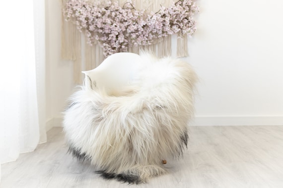 Real Icelandic Sheepskin Rug Scandinavian Decor Sofa Sheepskin throw Chair Cover Natural Sheep Skin Rugs Ivory Black #Iceland276
