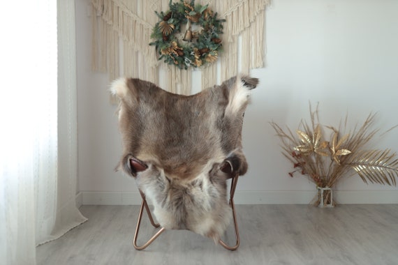 Reindeer Hide | Reindeer Rug | Reindeer Skin | Throw XXL EXTRA LARGE - Scandinavian Style Christmas Decor Brown White Hide #Wre11