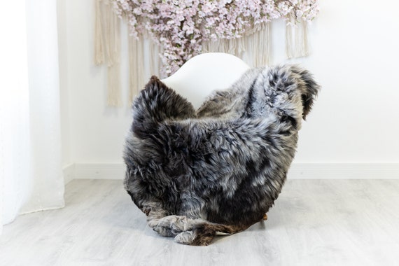 Real Sheepskin Rug Shaggy Rug Chair Cover Scandinavian Home Sheepskin Throw Sheep Skin Brown Gray Sheepskin Home Decor Rugs #herdwik125