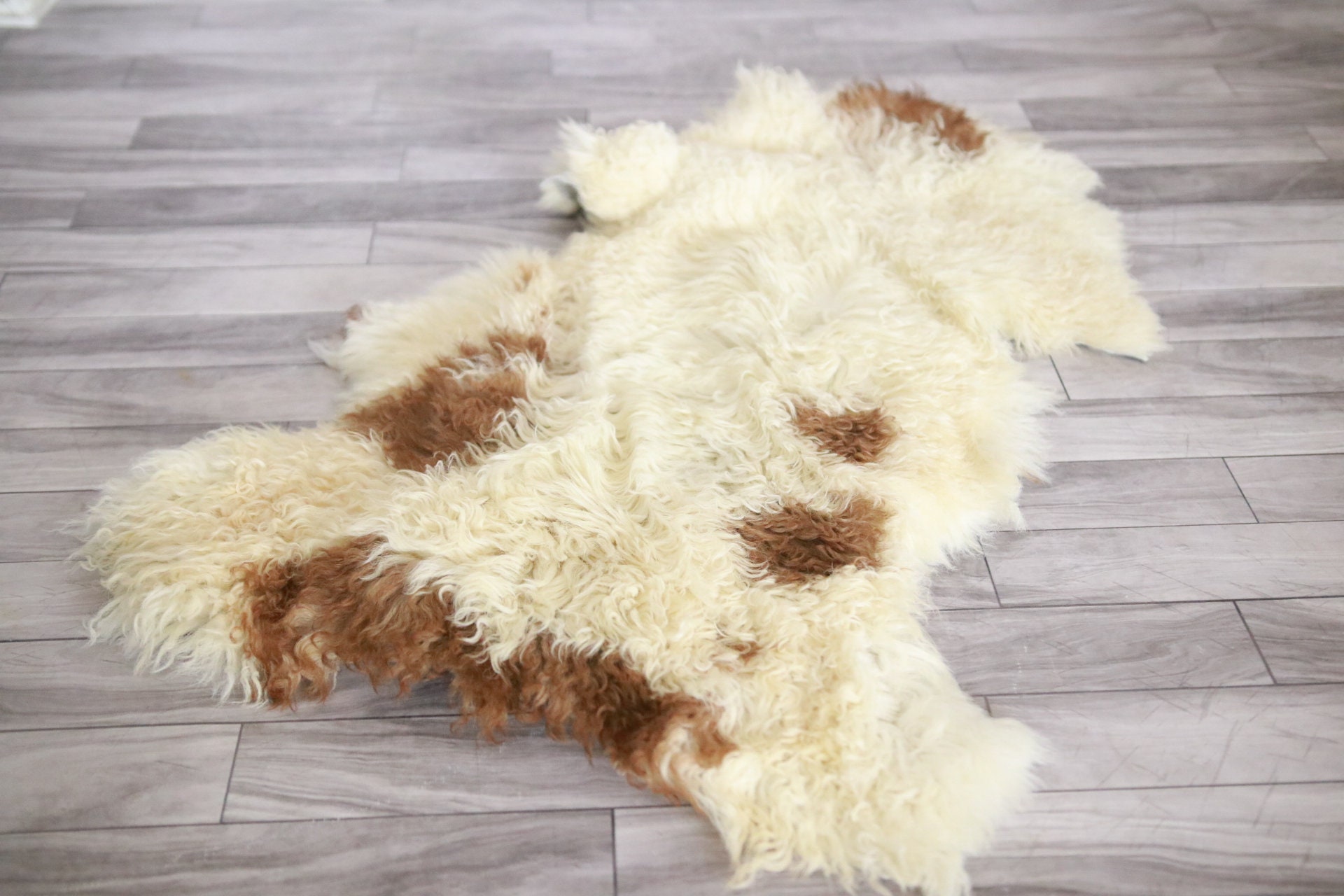 Genuine Rare Tuscan Lamb Sheepskin Rug Curly Fur Rug Natural