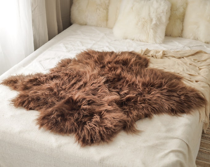 Double Icelandic Sheepskin Rug | Long rug | Shaggy Rug | Chair Cover | Area Rug | Double Rug | Sheep skin #24POL44