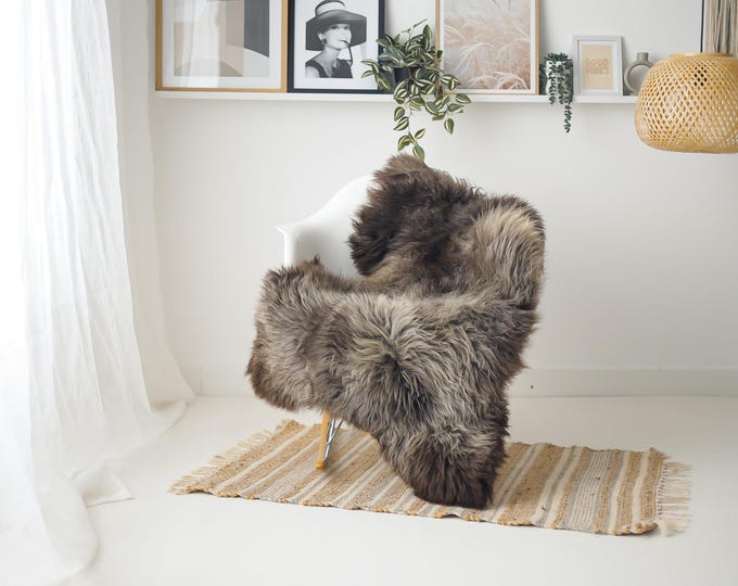 Real Sheepskin Rug Shaggy Rug Chair Cover Scandinavian Home Sheepskin Throw Sheep Skin Brown Sheepskin Home Decor Rugs #Mher181