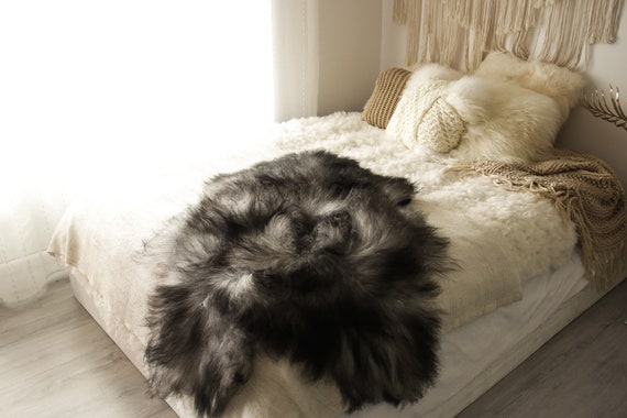 Real Icelandic Sheepskin Rug Scandinavian Decor Sofa Sheepskin throw Chair Cover Natural Sheep Skin Rugs Gray Fur Rug #Islbeau21