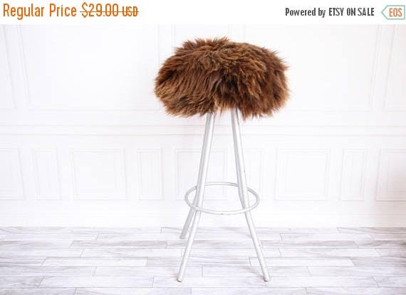 ON SALE Sheepskin Stool Cover | Round Stool Cover | Furry Stool | Scandinavian Decor | Stool Cover | Ottoman Cover | Chair Pad