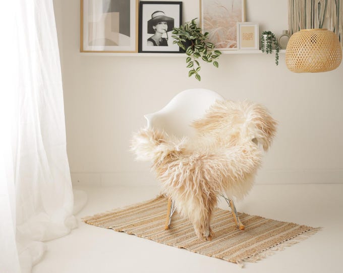 Real Icelandic Sheepskin Rug Scandinavian Decor Sofa Sheepskin throw Chair Cover Natural Sheep Skin Rugs Ivory Beige #Iceland1633