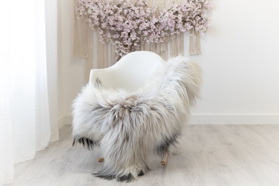Real Icelandic Sheepskin Rug Scandinavian Decor Sofa Sheepskin throw Chair Cover Natural Sheep Skin Rugs Ivory Black #Iceland274