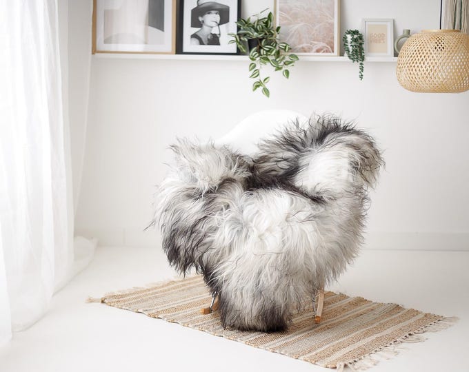 Real Icelandic Sheepskin Rug Scandinavian Decor Sofa Sheepskin throw Chair Cover Natural Sheep Skin Rugs Gray #IS13