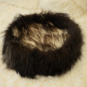 Sheepskin Cat bed Cat cave Pet bed Cat house Pet Furniture Hand Made -  Genuine Real Sheepskin White Brown Colour #1bed8